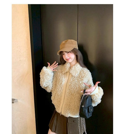 Thu. 韓系奶皮子保暖毛毛外套