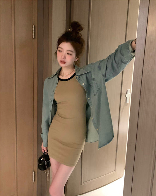 Wed. 純欲男友襯衫 & 撞色連身裙