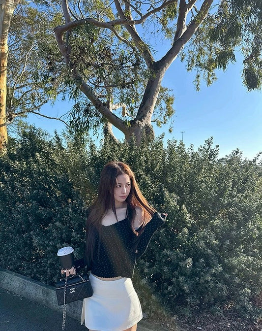 Fri. 美式慵懶妮味蕾絲V領背心外套2件套 碎花