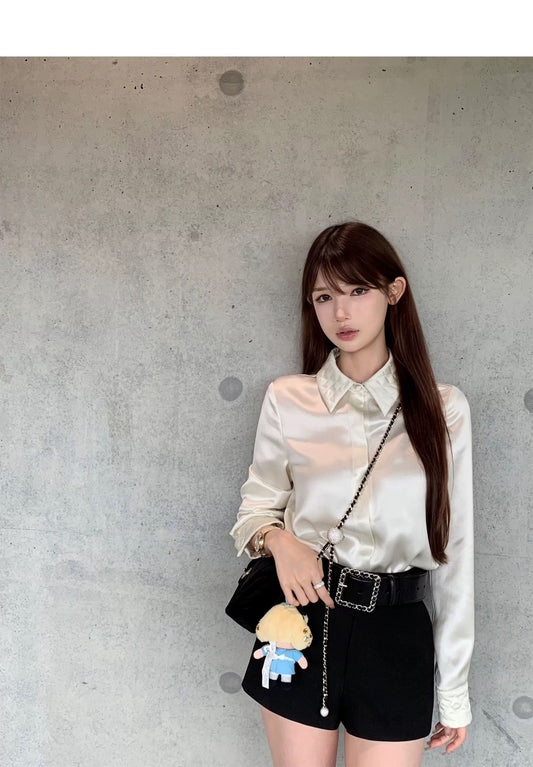 Thu. Lux系列 貴氣醋酸手工菱格壓印襯衫