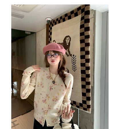 Thu. 花束日報 小眾碎花針織外套