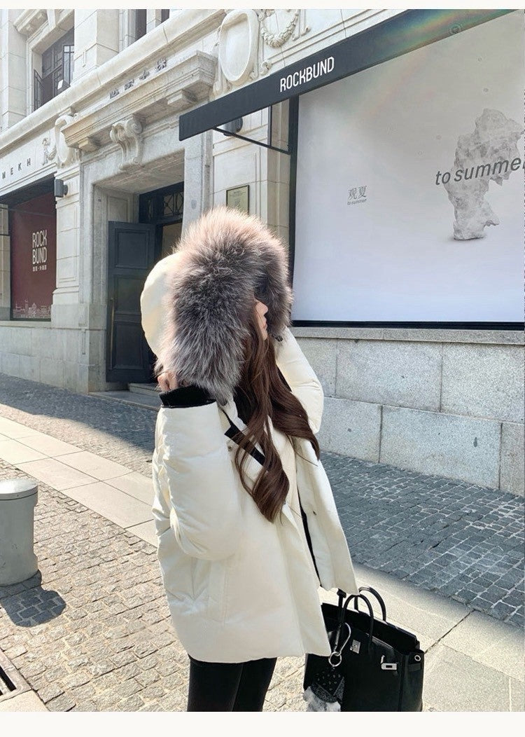 Tue. 軟chao大毛領吐司羽絨外套 白