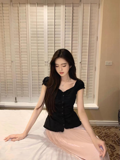 Fri. 春夏Jennie公主收腰多穿款上衣 黑