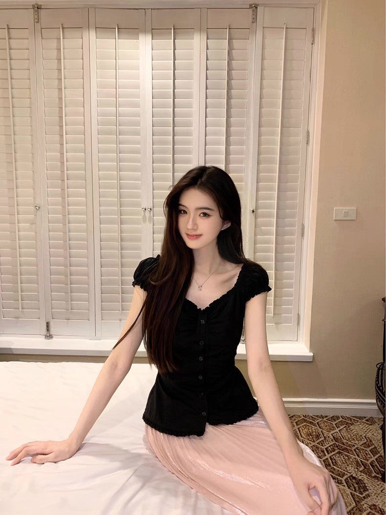 Fri. 春夏Jennie公主收腰多穿款上衣 黑