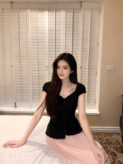 Fri. 春夏Jennie公主收腰多穿款上衣 黑