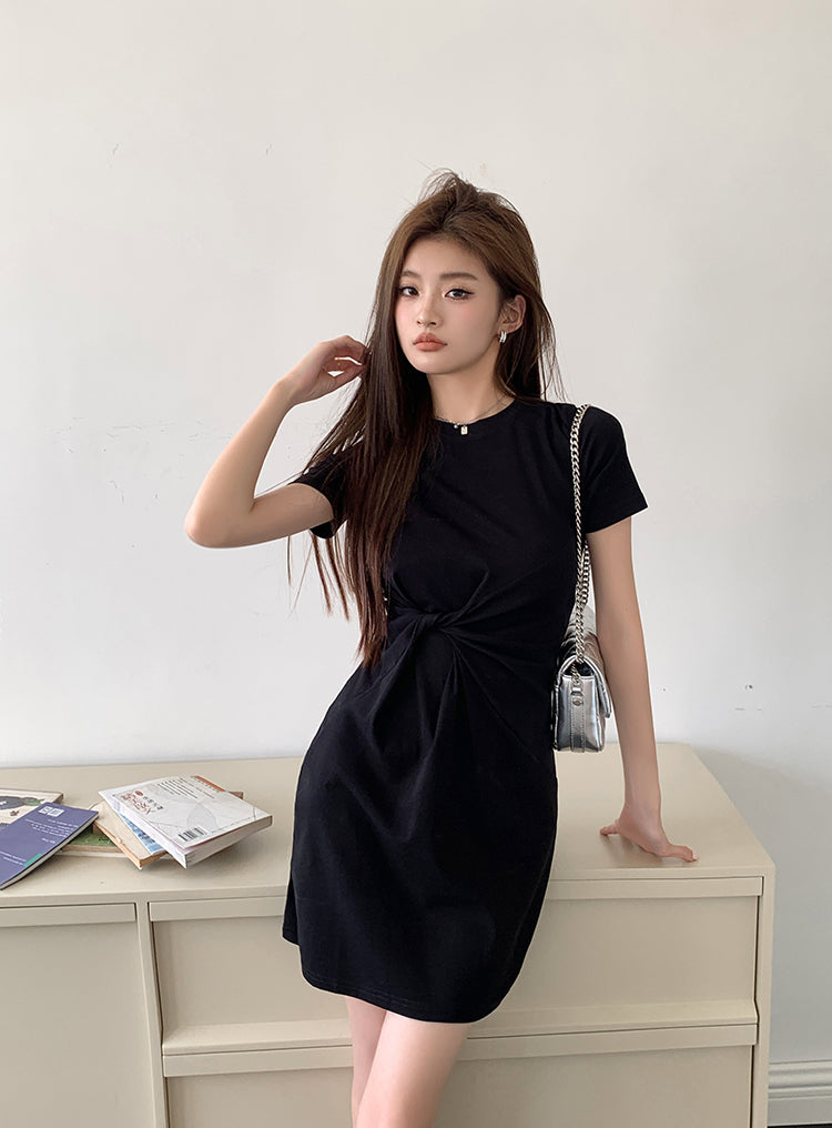 Wed. 收腰休閒連身裙 黑