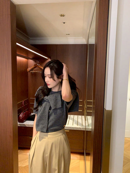 Mon. 童話書通勤百搭針織上衣外套2件組 杏/咖/灰