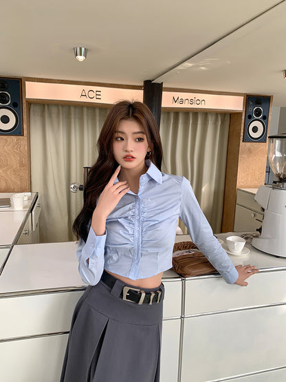 Mon. 質感西裝百摺長裙 深灰