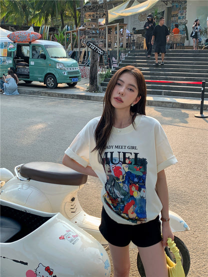 Mon. 小美人魚卡通上衣 白