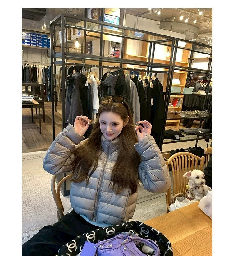 Thu. 阿爾納花園高90國際絨美式排骨羽絨外套 銀灰色