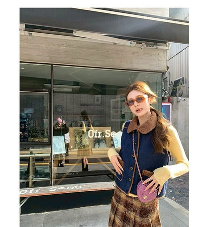 Thu. Cheese拿鐵韓系修身圓領針織打底 奶黃