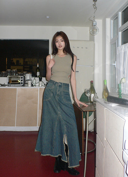 Sat. 重磅仿舊牛仔長裙