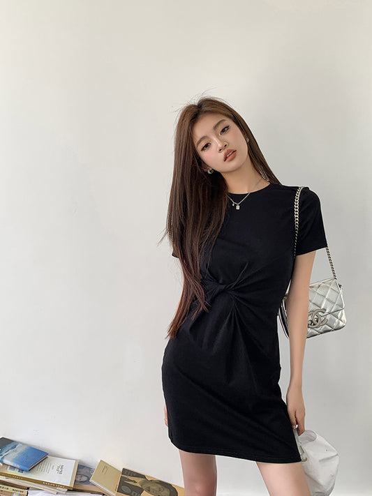 Wed. 收腰休閒連身裙 黑