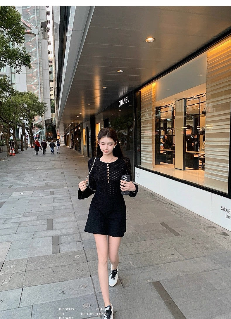 Tue. Crush 美神裙掌管高級與性感針織縷空裙 黑