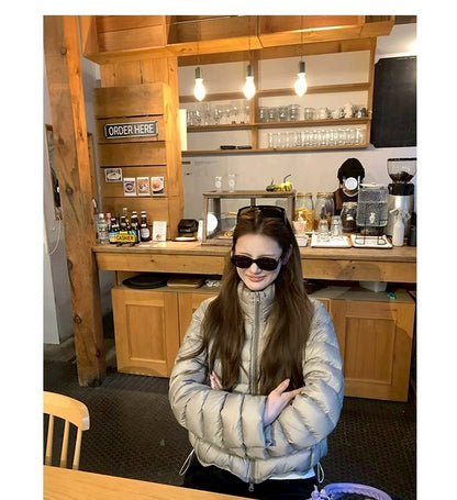 Thu. 阿爾納花園高90國際絨美式排骨羽絨外套 銀灰色