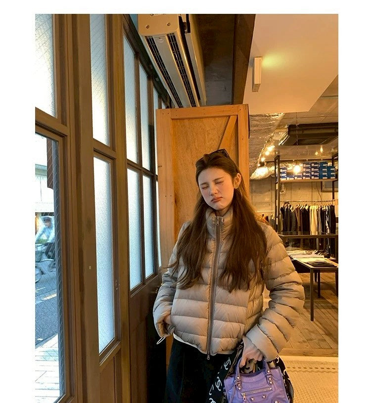 Thu. 阿爾納花園高90國際絨美式排骨羽絨外套 銀灰色