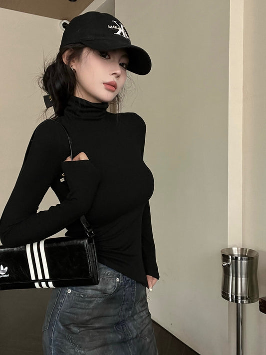 Fri. 基本款必入 磨毛打底高領打底上衣 黑/白/灰