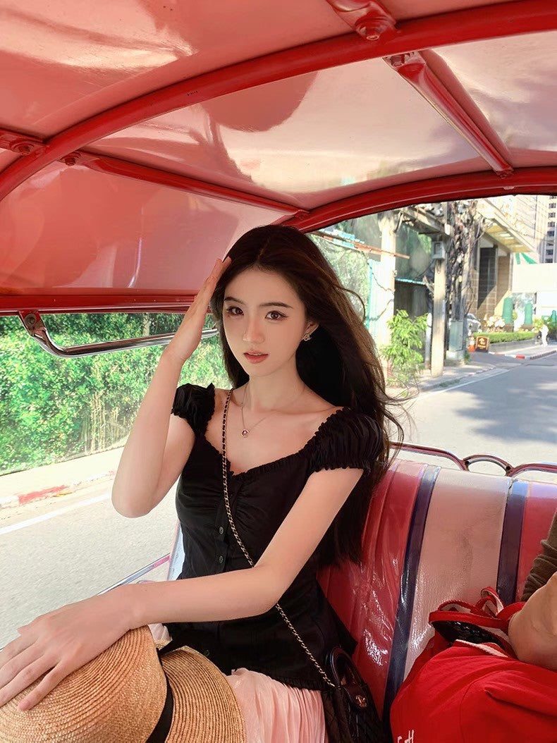 Fri. 春夏Jennie公主收腰多穿款上衣 黑
