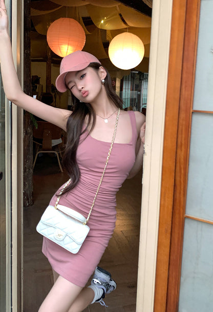 Fri. 副乳掰掰 遮肉珍妮連身裙 粉