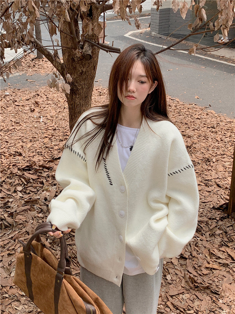 Wed. 軟糯縫線感落肩外套