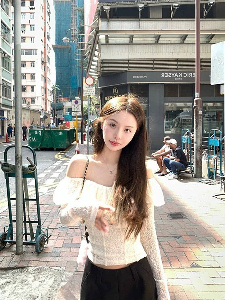 Fri. Vtg小香典藏一字荷葉領提花上衣 奶杏色