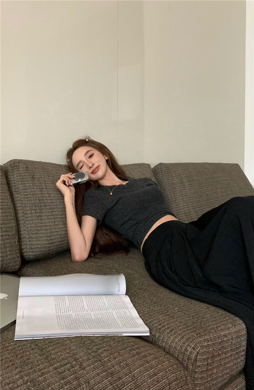 Sun. 復古圓領正肩短上衣 3色