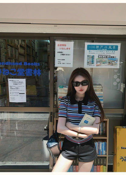 Fri. 高階英倫學院派系條紋針織上衣