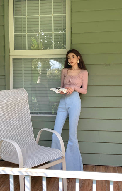 Wed. 溫柔復古方領綁帶上衣