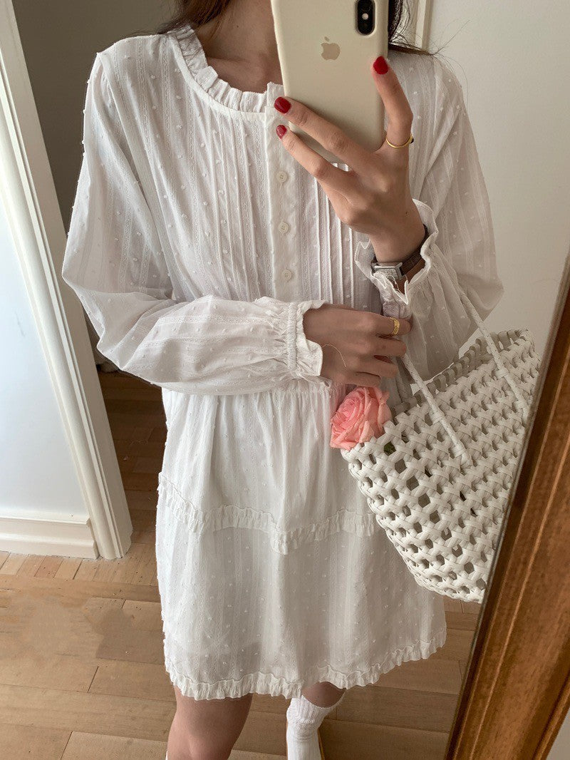 Mon. 甜心顏值娃娃領高腰襯衫裙