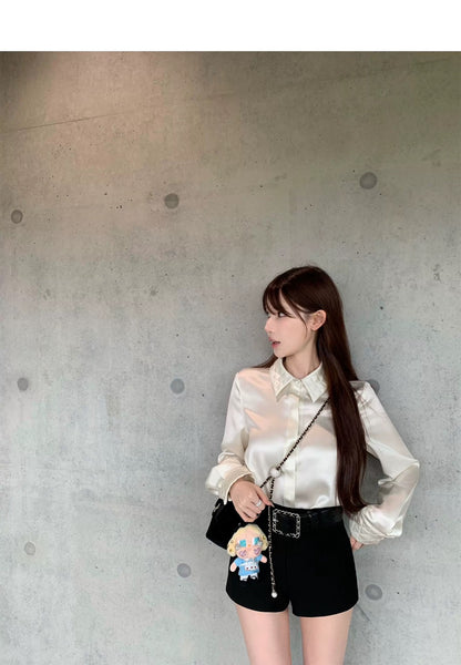 Thu. Lux系列 貴氣醋酸手工菱格壓印襯衫