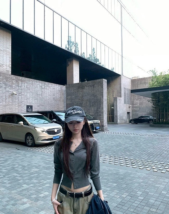 Fri. 簡單主義修身版型60支羊毛中袖單排上衣 灰