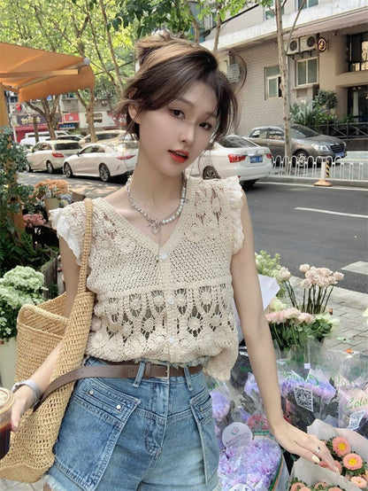 Sun. 度假編織縷空背心