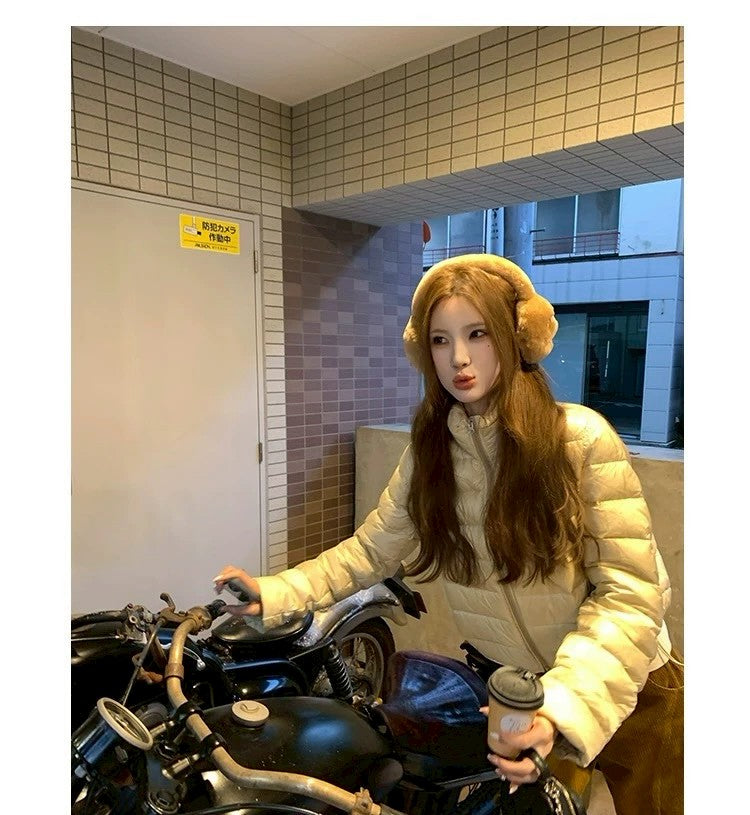 Thu. 阿爾納花園高90國際絨美式排骨羽絨外套 香檳金/蘋果綠