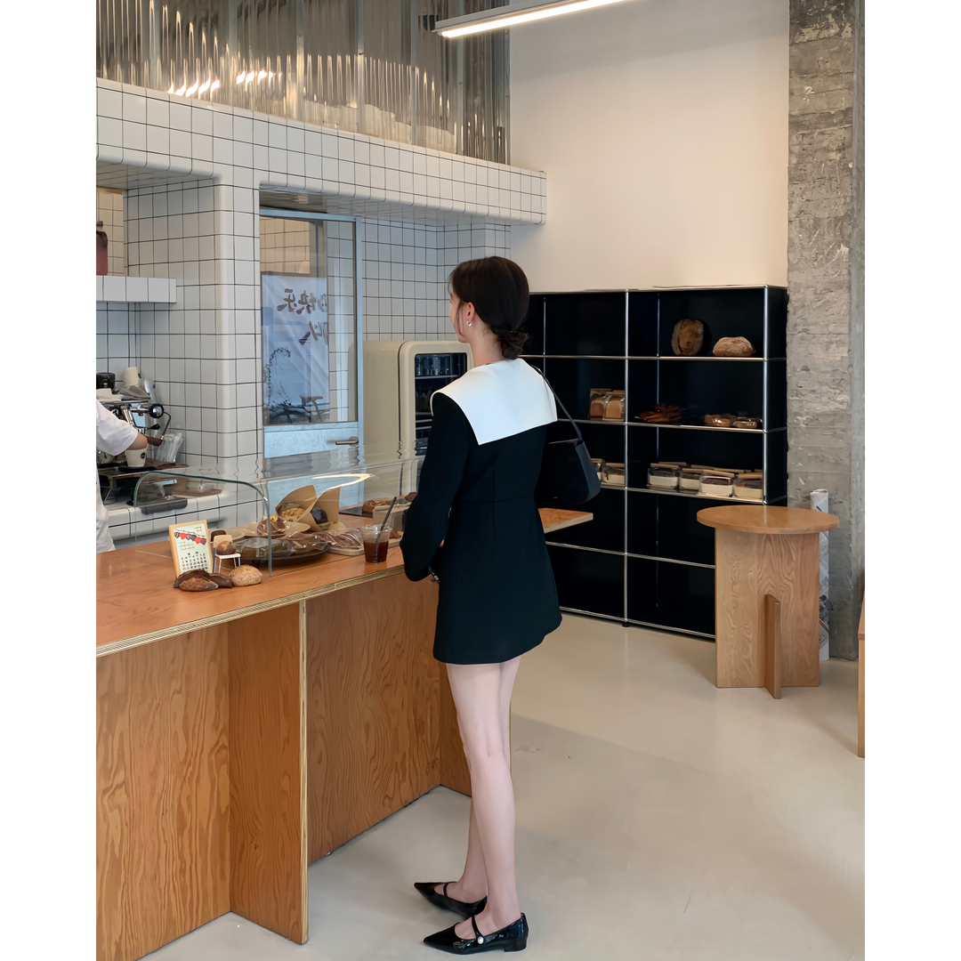 Sat. 法式珍妮裙 撞色拼接連衣裙