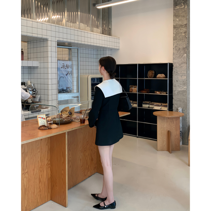 Sat. 法式珍妮裙 撞色拼接連衣裙