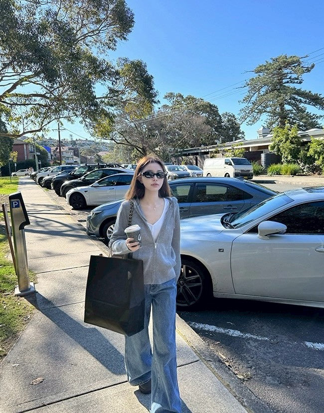 Fri. 韓系私服！多穿百搭H型連帽針織外套 灰/卡其