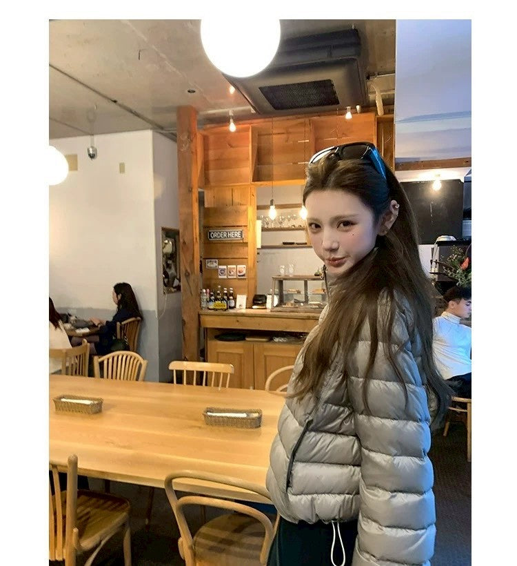 Thu. 阿爾納花園高90國際絨美式排骨羽絨外套 銀灰色