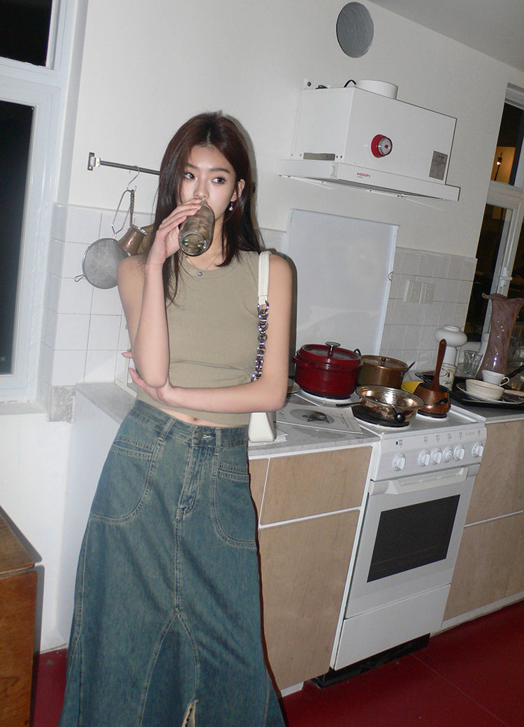 Sat. 重磅仿舊牛仔長裙