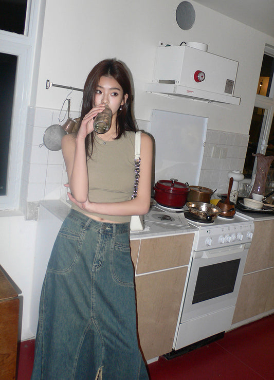 Sat. 重磅仿舊牛仔長裙