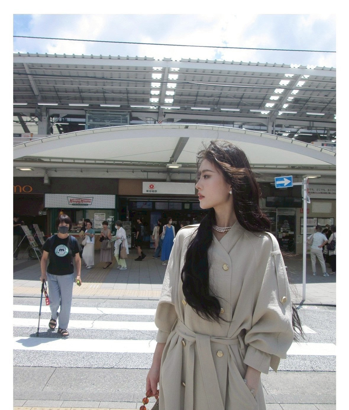 Mon. 諾丁山秋冬雙排扣混紡風衣 灰米色