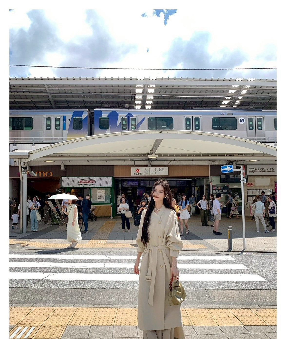 Mon. 諾丁山秋冬雙排扣混紡風衣 灰米色