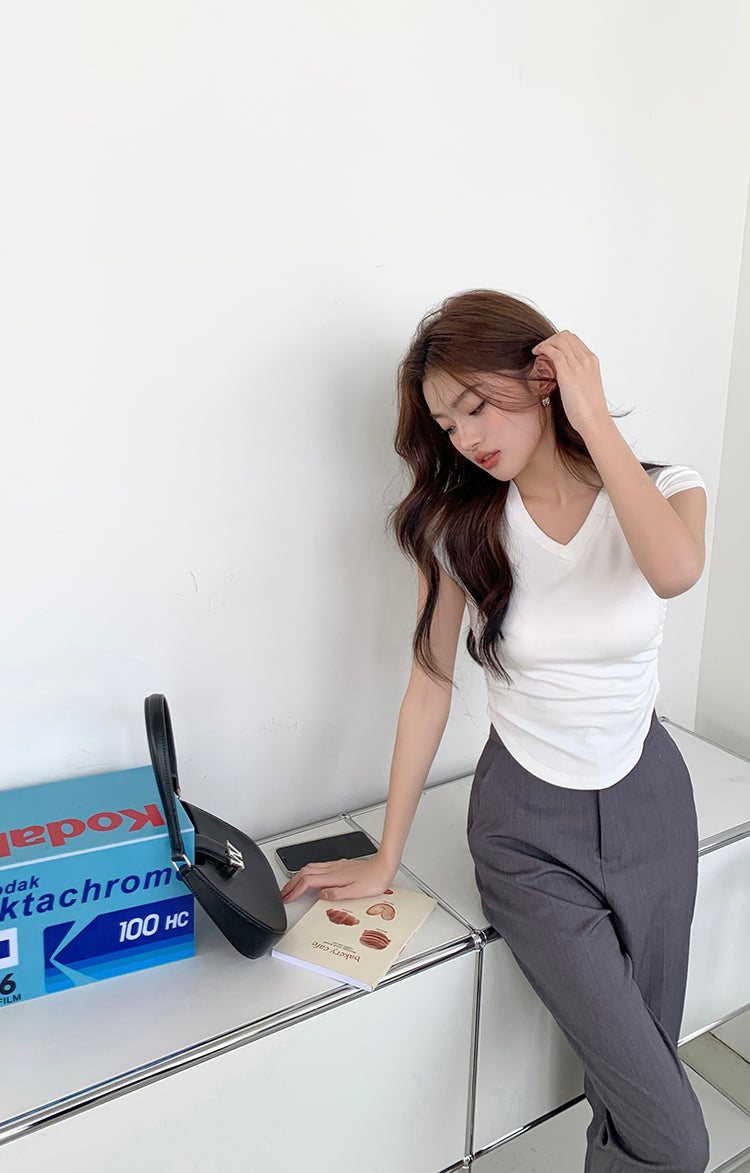 Mon. 氣質顯瘦OL九分休閒褲 灰