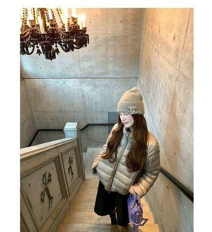 Thu. 阿爾納花園高90國際絨美式排骨羽絨外套 銀灰色