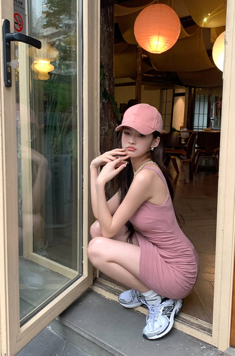 Fri. 副乳掰掰 遮肉珍妮連身裙 粉