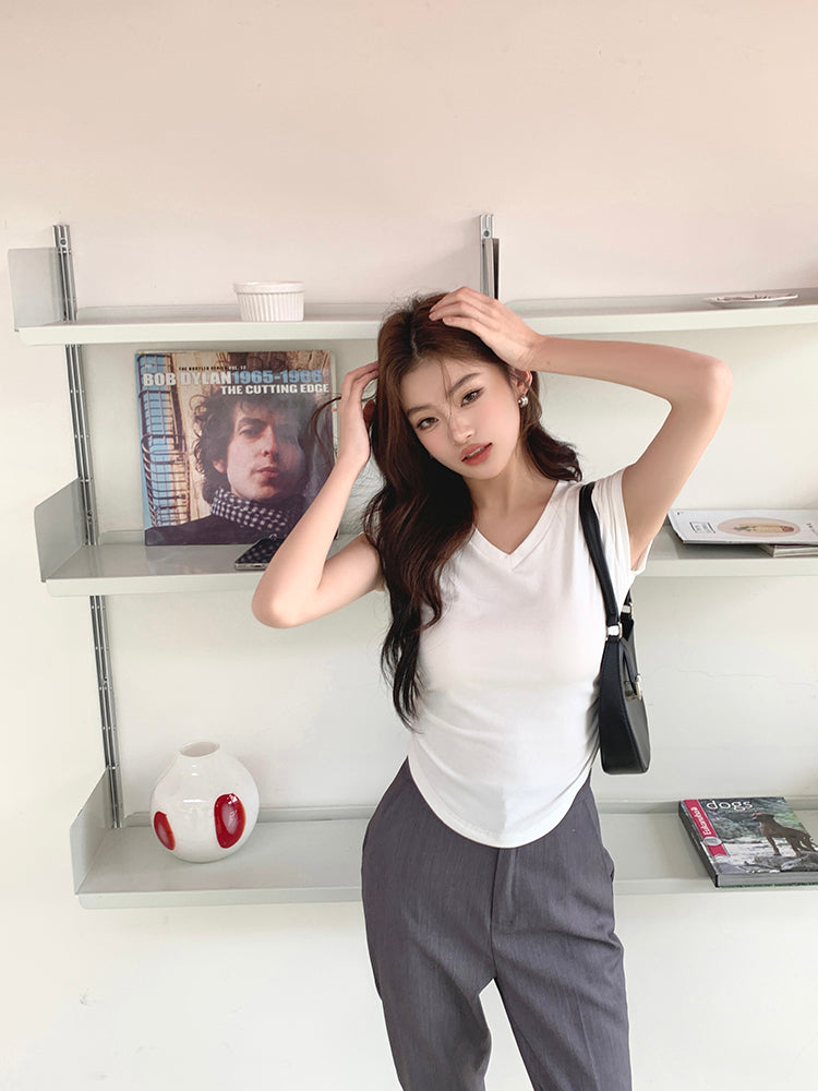 Mon. 氣質顯瘦OL九分休閒褲 灰