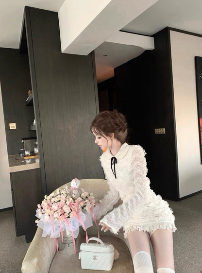 Tue. Cedar雪松星夢幻蕾絲女神白色套裝