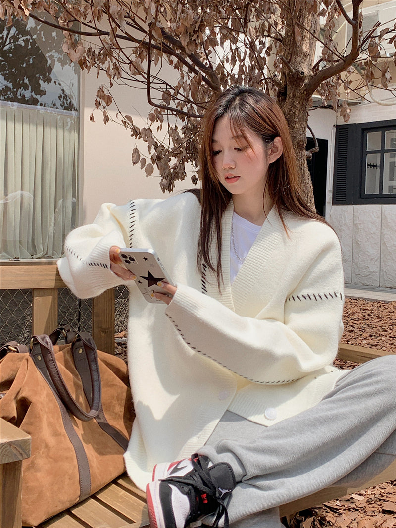 Wed. 軟糯縫線感落肩外套