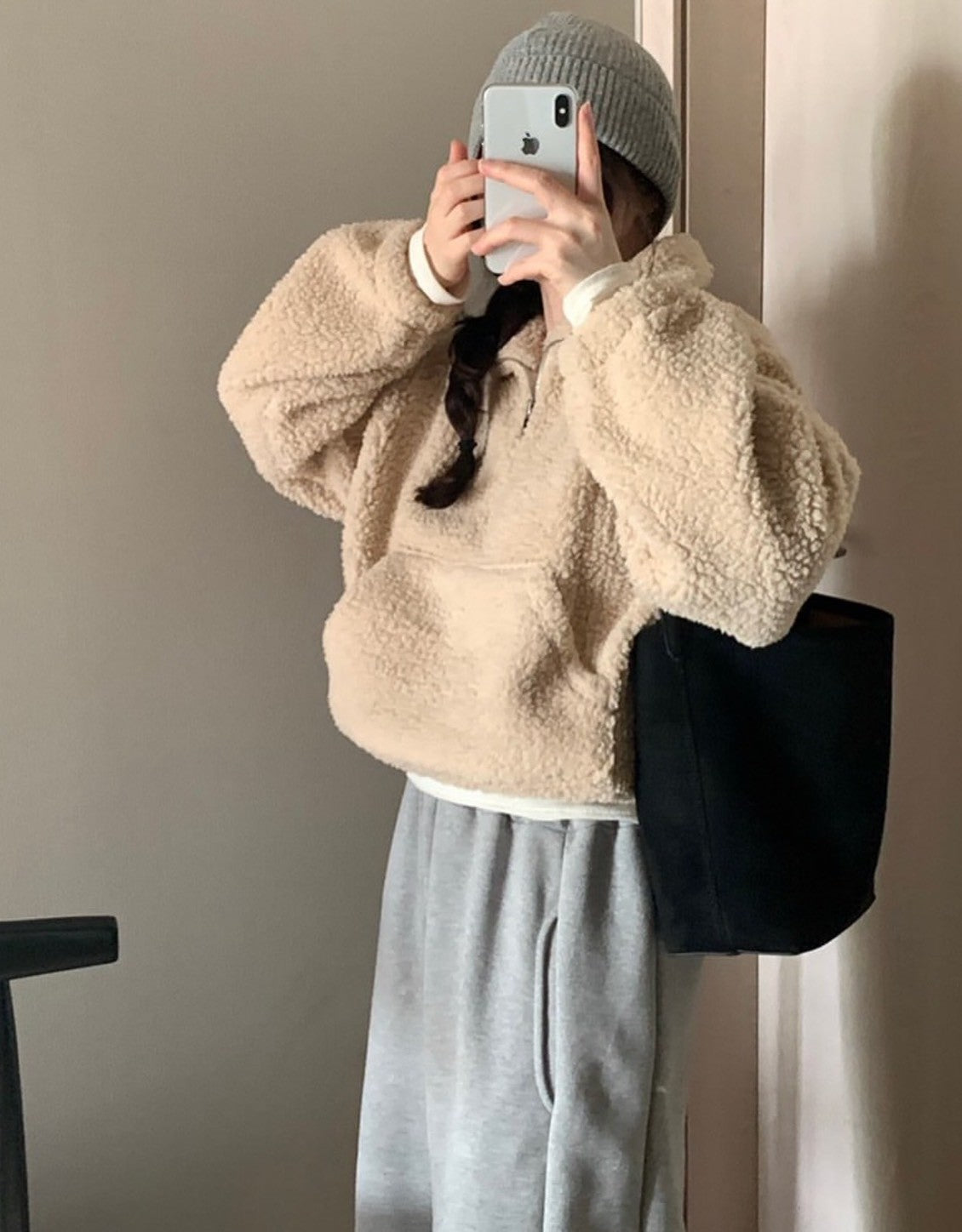 Fri. 鬆弛感n+泰迪毛毛立領毛衣 卡其/咖色