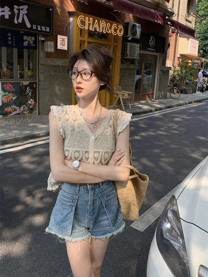 Sun. 度假編織縷空背心