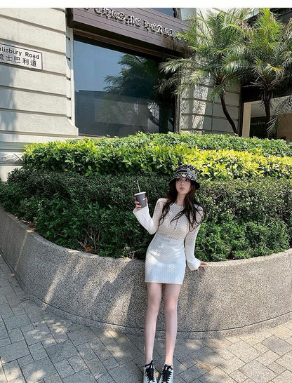 Tue. Crush 美神裙掌管高級與性感針織縷空裙 白